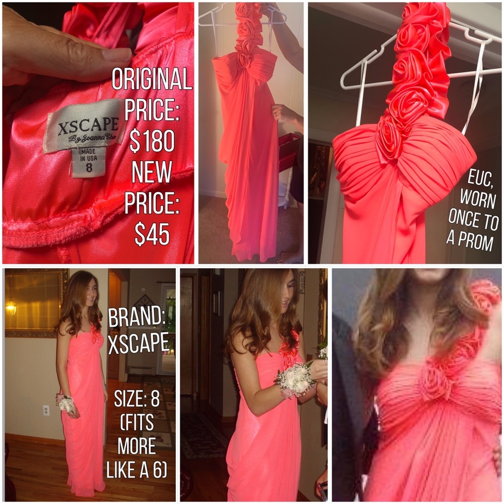 Peach Bridesmaid Prom Drapy Grecian One Strap Rose